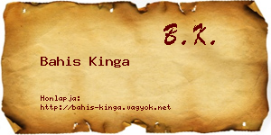 Bahis Kinga névjegykártya